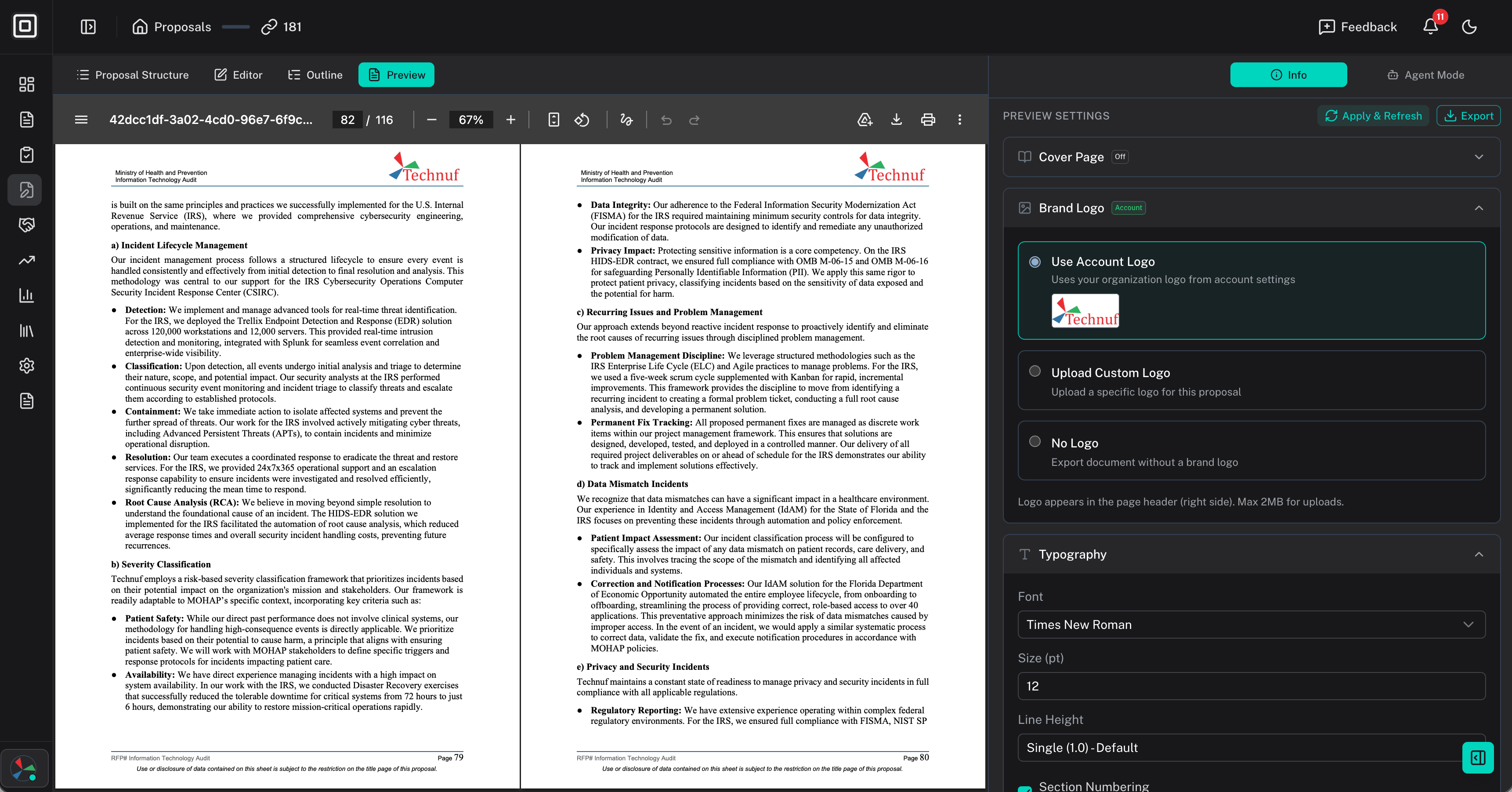 Proposal page of the Next-gen GovCon platform by Technuf